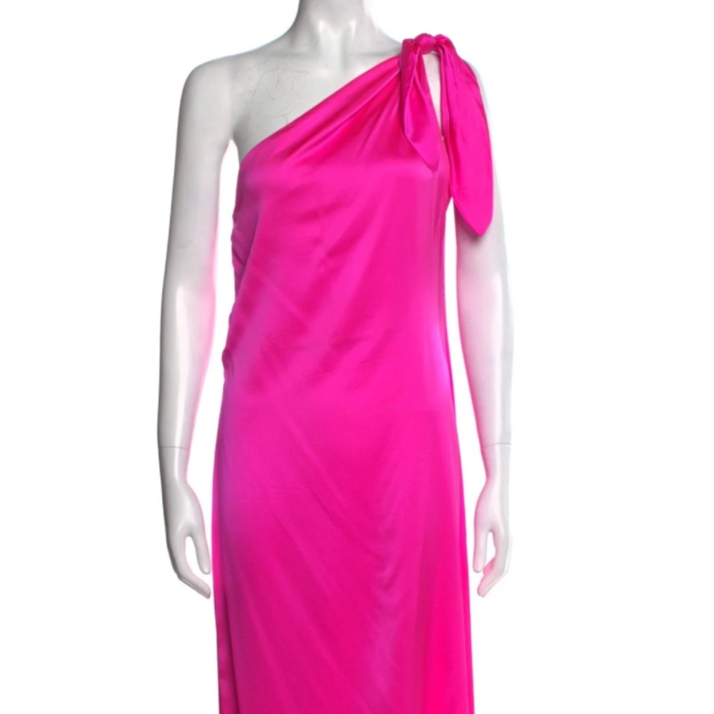 One-Shoulder Fuchsia Pink Evening Dress